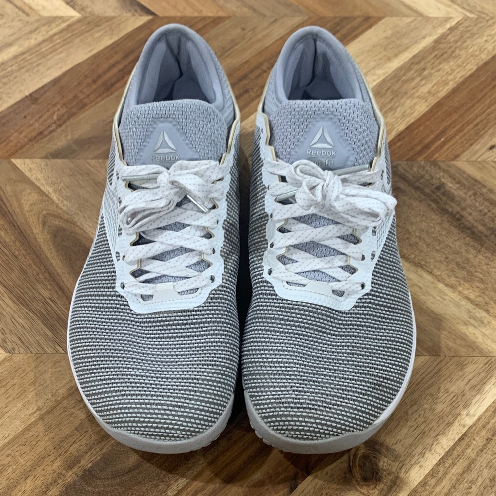 Reebok Women’s Gray and White Knit Trainer Sneakers